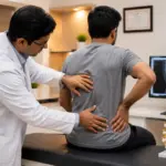 Doctor explaining common Back Pain Causes to a patient during consultation