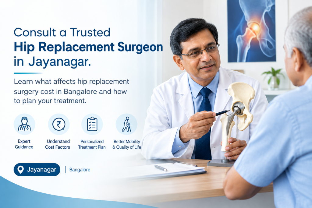 Consult a trusted Hip Replacement Surgeon in Jayanagar. Learn what affects hip replacement surgery cost in Bangalore and how to plan your treatment.